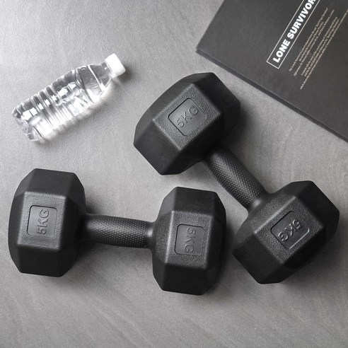 2 코멧 스포츠 육각 덤벨 아령 블랙, 5kg, 2개